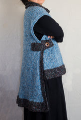 LVO-127 Asymmetrical  Pull Over Poncho-Hand Crochet & Knit-Made to Order