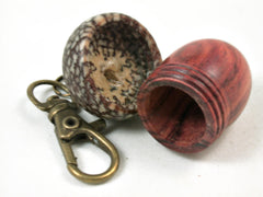 LV-3414 Tulipwood & Betelnut Acorn Pendant Box, Charm, Pill Holder-SCREW CAP