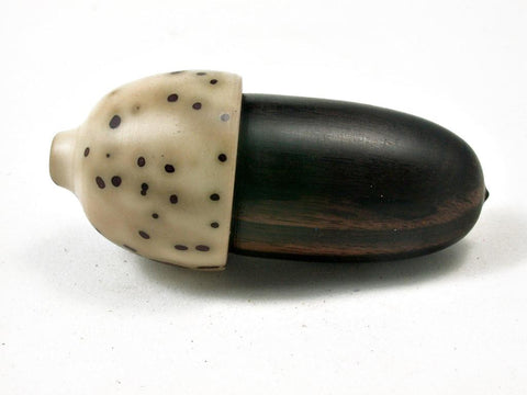 LV-3264 Ebony & Palm Nut Acorn Box, Pill Holder, Secret Compartment-SCREW CAP