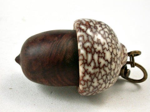 LV-3350 Manzanita Burl & Betelnut Acorn Pendant Box, Pill Fob-SCREW CAP