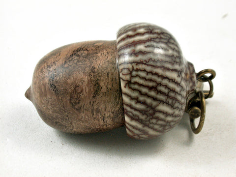 LV-3343 Mesquite Burl & Betelnut Acorn Pendant Box, Pill Fob-SCREW CAP