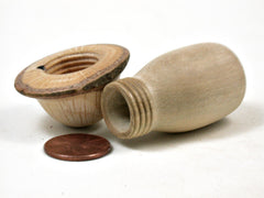 LV-3465  Holly & Live Oak Wooden Mushroom Trinket Box, Pill, Jewelry Box-SCREW CAP