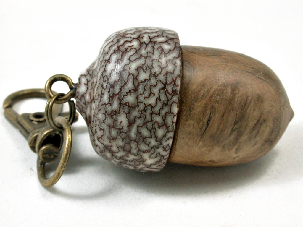 LV-3261 Pollyanna Burl & Betel Nut Acorn Pendant Box, Charm, Pill Holder-SCREW CAP