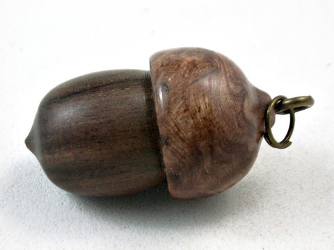 LV-3356  Cocuswood & Papaturro Burl Acorn Pendant Box, Pill Fob-SCREW CAP