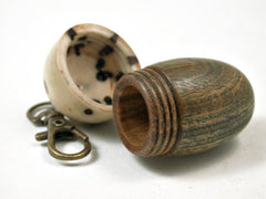 LV-3301 Verawood & Raffia Nut Acorn Pendant Box, Charm, Pill Holder-SCREW CAP
