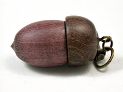 LV-3279  Purpleheart & Patridgewood Acorn Pendant Box, Charm, Pill Holder-SCREW CAP