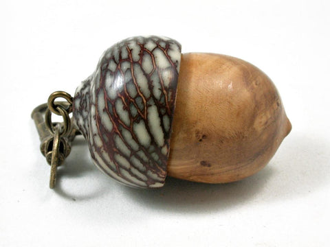 LV-3267 Olive Burl & Betelnut Acorn Pendant Box, Charm, Pill Holder-SCREW CAP