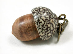 LV-3284  Japanese Sugi & Betel Nut Acorn Pendant Box, Keychain, Pill Fob-SCREW CAP