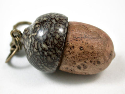 LV-3161 Acorn Pendant Box, Pill Fob from Cherry Burl & Betelnut-SCREW CAP