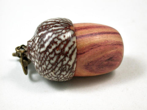 LV-3277 Tulipwood & Betel Nut Acorn Pendant Box, Charm, Pill Holder-SCREW CAP