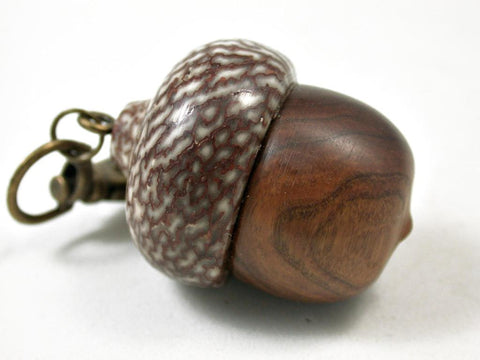 LV-3278 Lignum Vitae & Betel Nut Acorn Pendant Box, Charm, Pill Holder-SCREW CAP