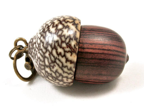 LV-3274 Kingwood & Betel Nut Acorn Pendant Box, Charm, Pill Holder-SCREW CAP