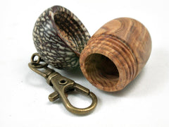 LV-3420  Olive Burl & Betelnut Acorn Pendant Box, Charm, Pill Holder-SCREW CAP