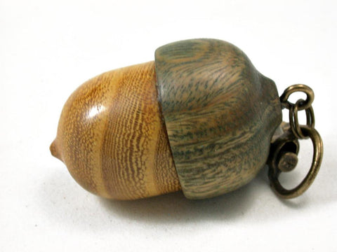 LV-3307  Osage Orange & Verawood Acorn Pendant Box, Charm, Pill Holder-SCREW CAP