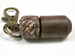 LV-3439  Cocuswood & Betelnut Threaded Vial, Pill Pendant, Memorial Jewelry-SCREW CAP