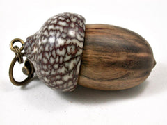 LV-3285 Black Persimmon & Betelnut Acorn Pendant Box, Charm, Pill Holder-SCREW CAP