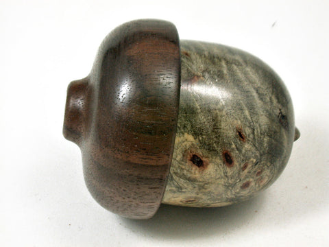 LV-3372  Buckeye Burl & Black Walnut Burl Acorn Jewelry, Pill , Trinket Box-SCREW CAP