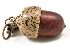 LV-3271 Logwood burl & Yollilo Palm Nut Acorn Pendant Box, Charm, Pill Holder-SCREW CAP