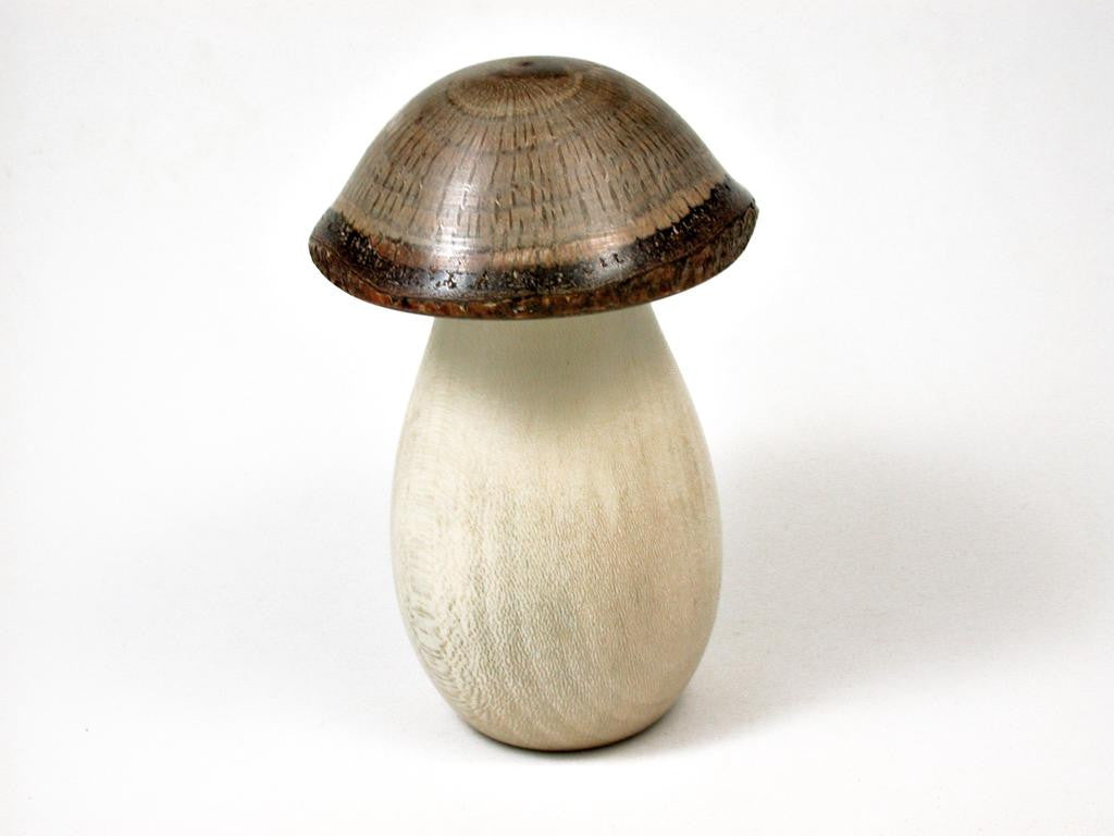 LV-2876 Holly & Live Oak Wooden Mushroom Trinket Box, Pill, Jewelry Box-THREADED CAP