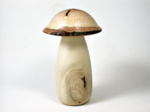LV-2694  Holly & Live Oak Wooden Mushroom Trinket Box, Pill, Jewelry Box-SCREW CAP