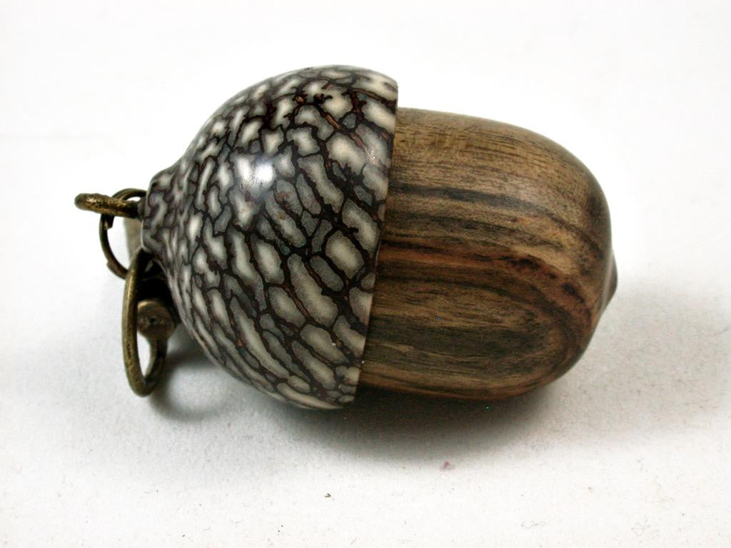 LV-2705  Black Persimmon & Betelnut Acorn Charm, Secret Compartment, Pill Fob-SCREW CAP