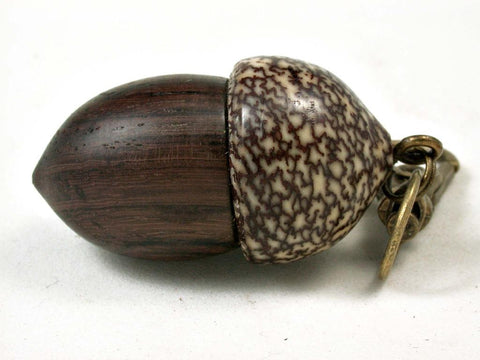 LV-3055  Rosewood & Betelnut Acorn Box, Pill Holder, Compartment Pendant-SCREW CAP