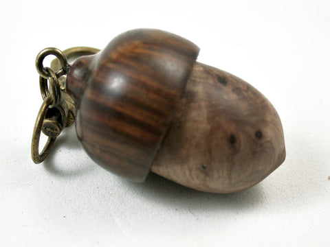 LV-3164  Papaturro Burl & Lignum Vitae Acorn Box, Pill Holder, Compartment Pendant-SCREW CAP
