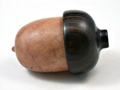 LV-3022  Turkish Briar Burl & Mun Ebony Acorn Pill Holder, Ring Box, -SCREW CAP