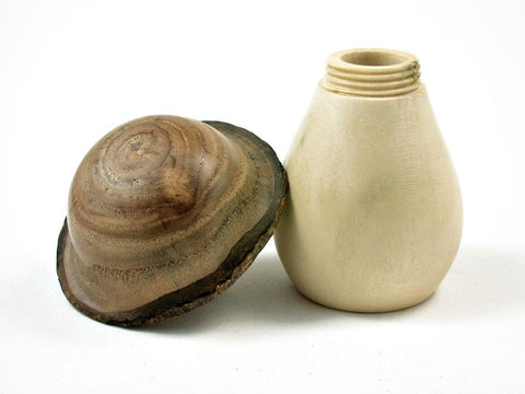 LV-2533 Holly & Japanese Pagoda Tree Wooden Mushroom Threaded Box, Urn-SCREW CAP