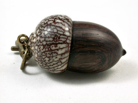 LV-3005 Burmese Blackwood & Betelnut Acorn Box, Pill Holder, Compartment Pendant-SCREW CAP