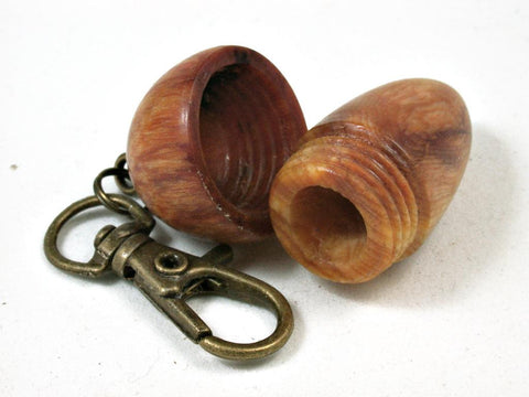 LV-2715  Ponderosa Burl & Malaysian Raja Kayu Acorn Pendant Box, Secret Compartment-SCREW CAP