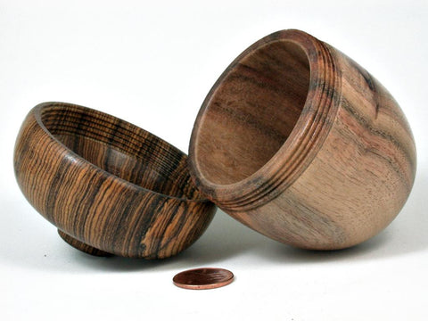 LV-2900  Wooden Acorn Jewelry, Ring Box, Pill Box Carob & Bocote-SCREW CAP