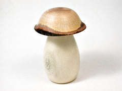 LV-2877 Holly & Live Oak Wooden Mushroom Trinket Box, Pill, Jewelry Box-THREADED CAP