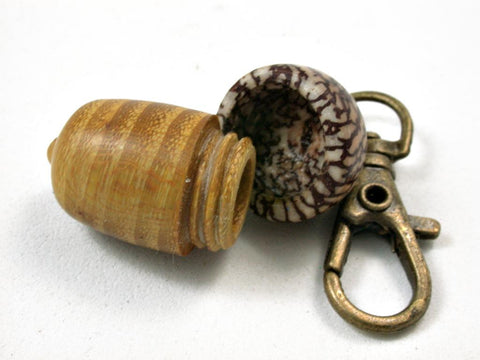 LV-2630 Osage Orange & Betel Nut Acorn Key Fob, Pill Holder, Memmorial Pendant-SCREW CAP