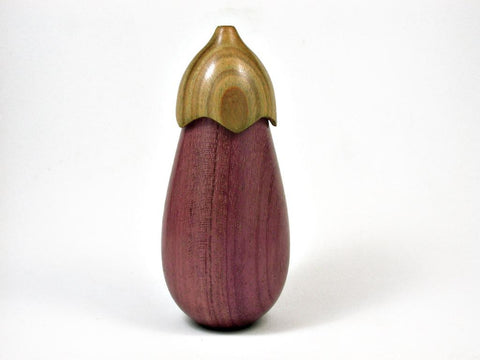 LV-2892  Purpleheart & Verawood Eggplant Trinket Box, Needle Case, Jewelry Box-THREADED