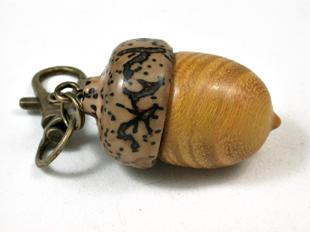 LV-2711  Osage Orange & Palm Nut Acorn Pendant Box, Pill Fob, Memorial Jewelry-SCREW CAP