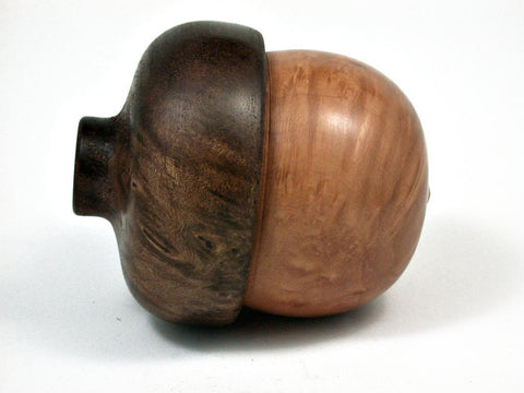 LV-2653 Madrone Burl & Black Walnut Burl Acorn Jewelry, Pill , Trinket Box-SCREW CAP