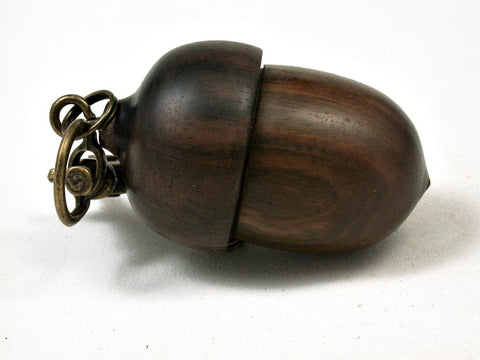 LV-2777  Lignum Vitae & Ebony  Acorn  Pendant Box, Pill  Fob, Charm-SCREW CAP