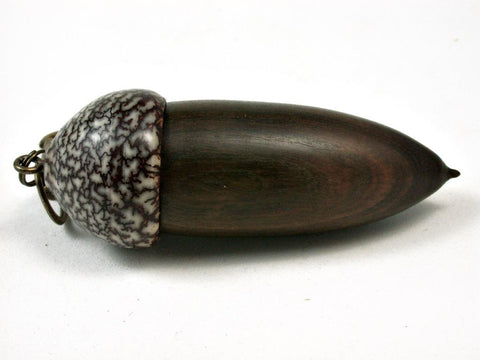 LV-2774  Lignum Vitae & Betelnut Acorn Pendant Box, Needlecase-SCREW CAP