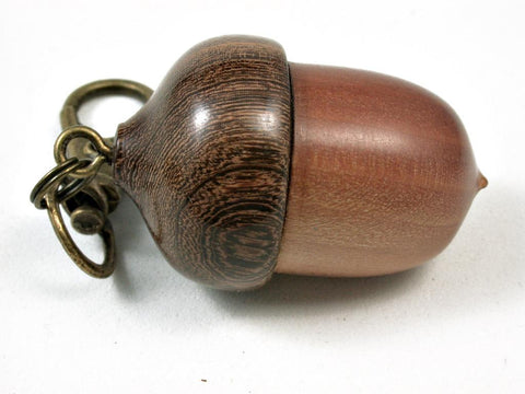 LV-2807  Manzanita & Brown Ebony Acorn Pendant Box, Pill Fob, Secret Compartment-SCREW CAP