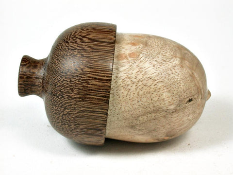 LV-2737 Bay Laurel Burl & Brownheart Acorn Jewelry, Ring Box, Pill Box-SCREW CAP