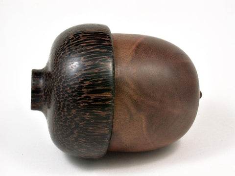 LV-2887 Camphor Burl & Black Palm Acorn Trinket Box, Keepsakes, Jewelry Box-SCREW CAP