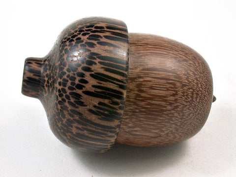 LV-2985  Brownheart & Black Palm Acorn Pill Box, Engagement Ring Box-SCREW CAP