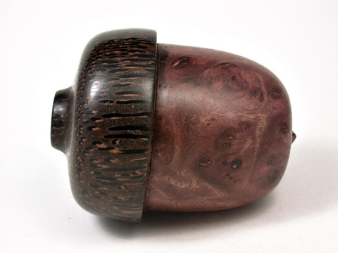 LV-2942  Wooden Acorn Jewelry, Ring Box, Pill Box Sal Burl & Black Palm-SCREW CAP