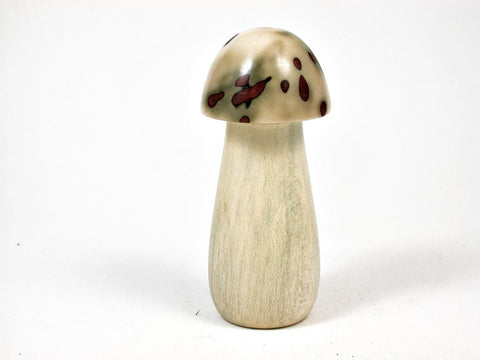 LV-2955 Holly & Raphia Palm Nut Threaded Mushroom Needlecase, Pill Box, Jewelry Box-THREADED
