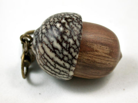 LV-3110  Mt. Mahogany & Betelnut Acorn Box, Pill Holder, Compartment Pendant-SCREW CAP