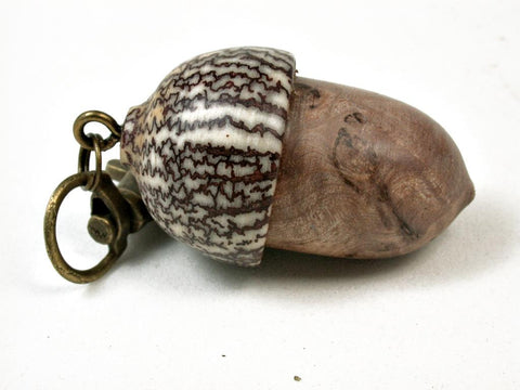 LV-2932 Acorn Pendant Box, Pill Fob from Balau Burl & Betel Nut-SCREW CAP