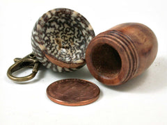 LV-3001  Japanese Sugi & Betel Nut Acorn Pendant Box, Keychain, Pill Fob-SCREW CAP