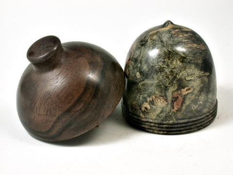 LV-2743  Buckeye Burl & Black Walnut Acorn Jewelry, Ring Box, Pill Box-SCREW CAP