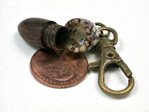 LV-2661 Desert Ironwood & Manila Palm Nut Pendant Acorn, Charm, Secret Compartment, Cremation Jewelry -SCREW CAP